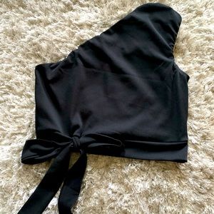 One strap black crop top.